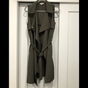 Olive Draped Longline Vest